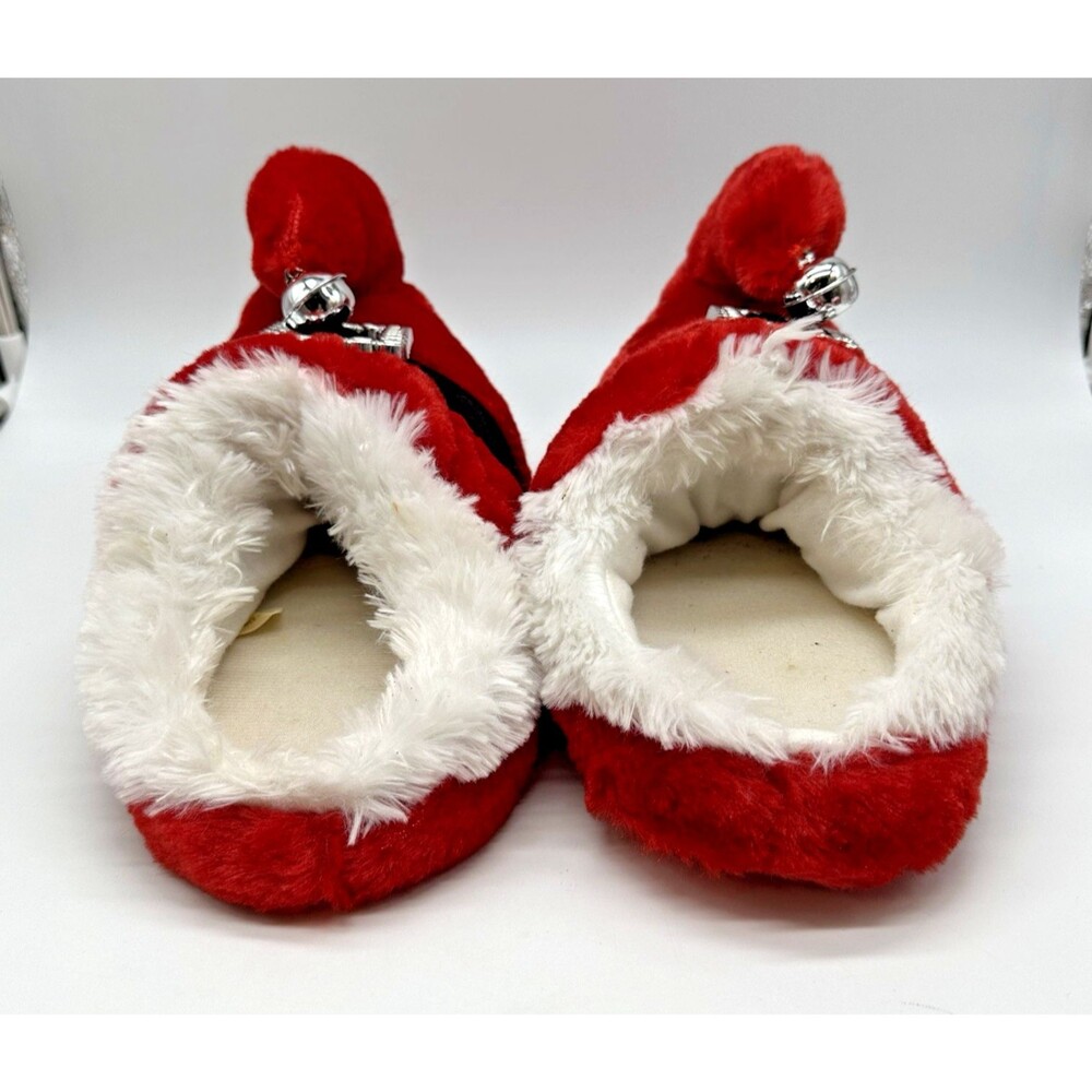 Dan Dee Christmas Santa Elf Slippers with Jingle Bell Size M 7-8 Fuzzy Red 2017 - Picture 4 of 11